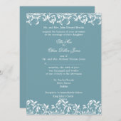 De Sarah Jane Blue en White trouwuitnodiging Kaart (Voorkant / Achterkant)