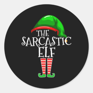De Sarcastische Elf Familie die Kerst met elkaar i Ronde Sticker