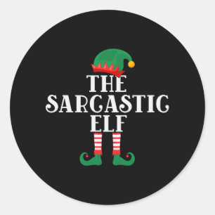 De Sarcastische Elf Funny Kerstmis Ronde Sticker