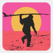 De sasquatch Surfer Vierkante Sticker (Voorkant)