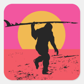De sasquatch Surfer Vierkante Sticker
