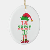 De sassy Elf-kerstfamilie komt overeen met Pajama Keramisch Ornament (Rechts)