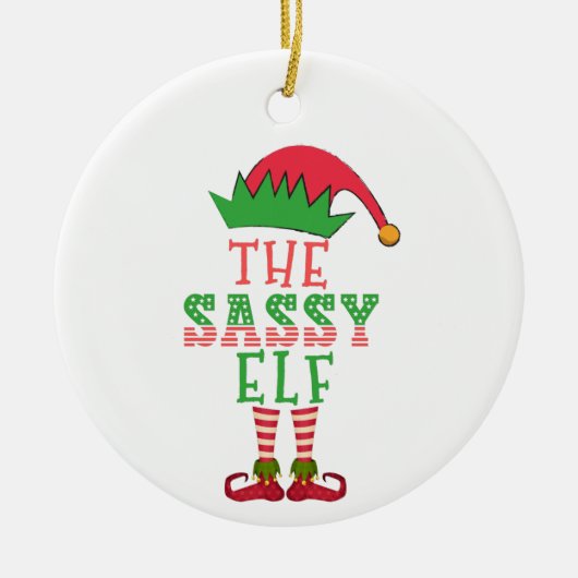 De sassy Elf-kerstfamilie komt overeen met Pajama Keramisch Ornament (Voorkant)