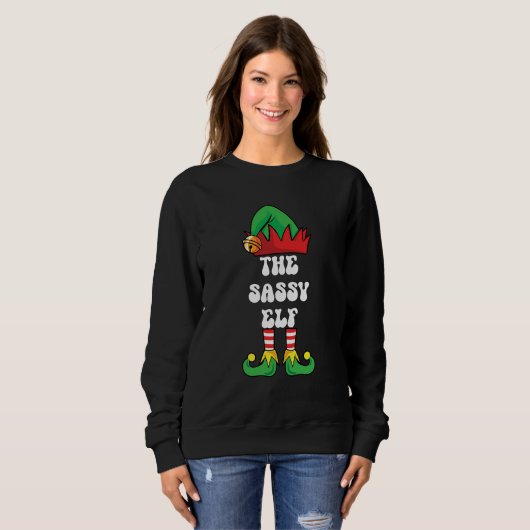 De sassy elf, lelijke kerst trui, grappig, trui (Voorkant volledig)