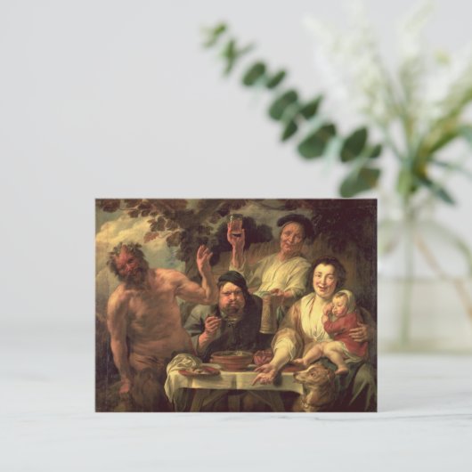 De satyr en de paasantia briefkaart (Staand voorkant)