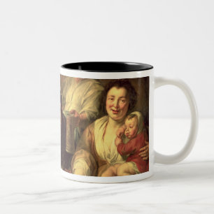 De satyr en de paasantia tweekleurige koffiemok