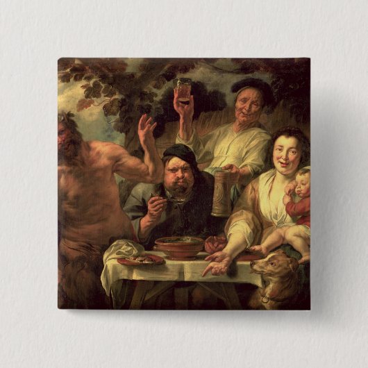 De satyr en de paasantia vierkante button 5,1 cm (Voorkant)