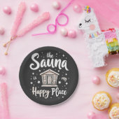 De sauna is mijn gelukkige plek papieren bordje (Feest)