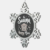De sauna is mijn gelukkige plek tin sneeuwvlok ornament (Rechts)