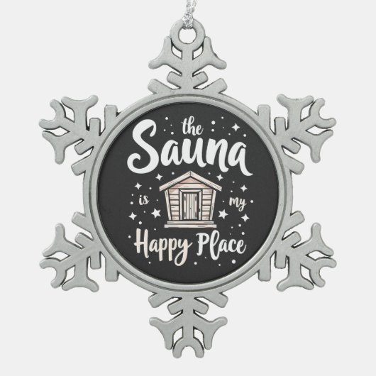De sauna is mijn gelukkige plek tin sneeuwvlok ornament (Voorkant)