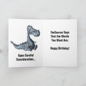 De Saurus Verjaardag Humor Kaart (Binnen)