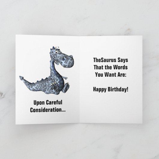 De Saurus Verjaardag Humor Kaart (Binnen)