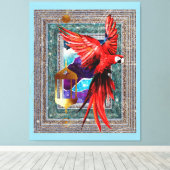 De scarlet Macaw en de Hermit - Parrot Tarot Canvas Afdruk (Insitu (Houten vloer))