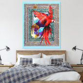 De scarlet Macaw en de Hermit - Parrot Tarot Canvas Afdruk (Insitu (Slaapkamer))
