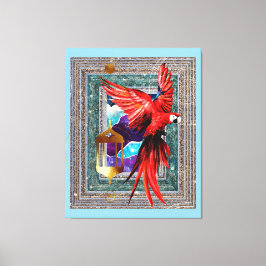 De scarlet Macaw en de Hermit - Parrot Tarot Canvas Afdruk