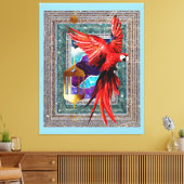 De scarlet Macaw en de Hermit - Parrot Tarot Canvas Afdruk (Insitu (Woonkamer))