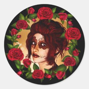 De Scarlet Sugar Doll Ronde Sticker