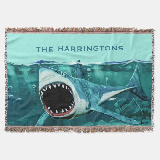 De Scary Shark douanenaam werpt deken (Voorkant)
