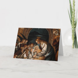 De Scène Maagdelijke Mary Baby Jesus Angels Crib Feestdagen Kaart