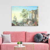 De Scène van de haven met het Plaatsen Zon (olie o Canvas Afdruk (Insitu (Woonkamer))