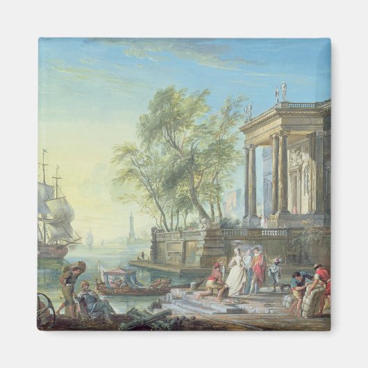 De Scène van de haven met het Plaatsen Zon (olie o Magneet (Voorkant)