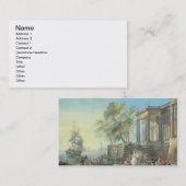 De Scène van de haven met het Plaatsen Zon (olie o Visitekaartje (Voorkant / Achterkant)