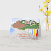 De scène van de Hutten van het strand, verjaardag, Kaart (Gele Bloem)