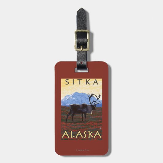 De Scène van de kariboe - Sitka, Alaska Bagagelabel (Voorkant verticaal)