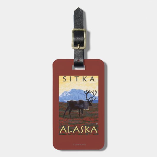 De Scène van de kariboe - Sitka, Alaska Bagagelabel (Voorkant verticaal)