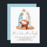 De Scène van de Nativiteit van de begroting allen<br><div class="desc">De Scène van de Nativiteit van de begroting allen is kalm vakantieKaart. Een SMALLER 4, 5-inch x 5, 6-inch flatkaart voor uw feestelijke aanbiedingen op een glanzende SEMI GLOSS 110 lb-kaart (vergelijkbaar met de dikte van een briefkaart), GELIEVE TE VERMELDEN: de envelop die met deze kaart wordt geleverd, is iets...</div>