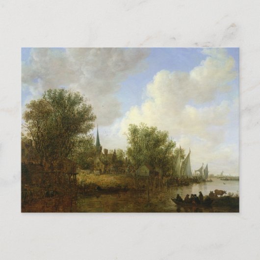 De scène van de rivier met een Uitzicht van Oversc Briefkaart (Voorkant)