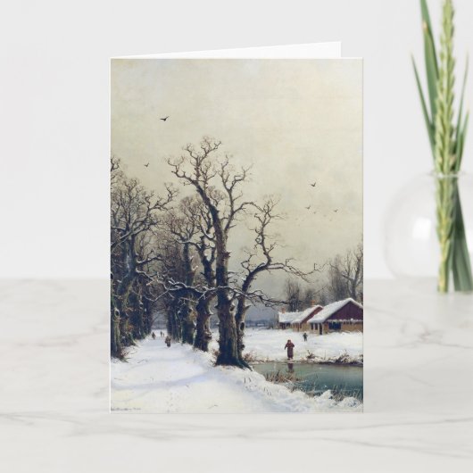 De scène van de winter, 19de eeuw feestdagen kaart (Voorkant)