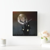 De Scène van Halloween Vierkante Klok (Huis)