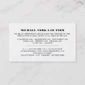 De schaalgrootte van de rechter, juristen visitekaartje (Achterkant)