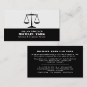 De schaalgrootte van de rechter, juristen visitekaartje (Voorkant / Achterkant)
