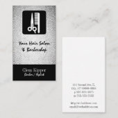 De schaar en de Textuur van de Salon van Comb Barb Visitekaartje (Voorkant / Achterkant)
