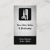 De schaar en de Textuur van de Salon van Comb Barb Visitekaartje (Voorkant)