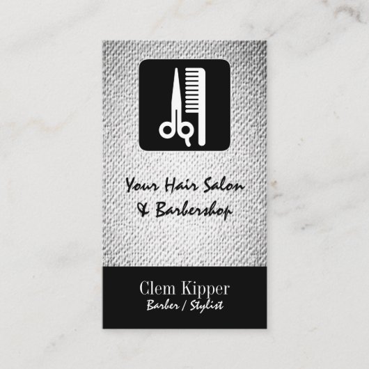De schaar en de Textuur van de Salon van Comb Barb Visitekaartje (Voorkant)