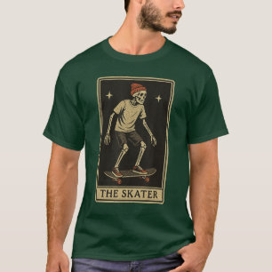 DE SCHAATSER Tarot d Skelet Punk Rock Skateboarden T-shirt