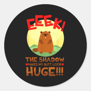 De Schaduw Maakt Mijn Kont Er Gigantisch Uit Grapp Ronde Sticker