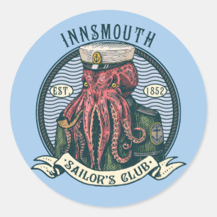 De schaduw over Insmouth Lovecraft Cthulhu Sailor Ronde Sticker