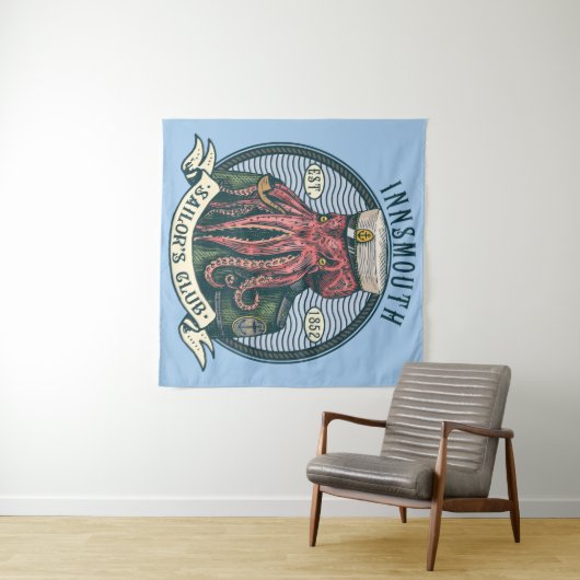 De schaduw over Insmouth Lovecraft Cthulhu Sailor Wandkleed (In Situ (horizontaal))