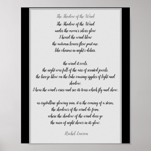De schaduw van de Wind een gedicht van mij Poster (Voorkant)