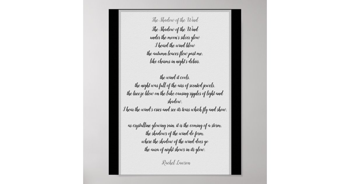 De schaduw van de Wind een gedicht van mij Poster | Zazzle.nl