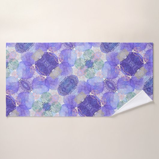 De schaduw van Lavender en Groene Abstracte Bloeme Badhanddoek (Badhanddoek)