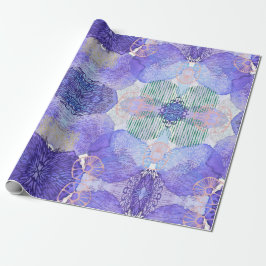 De schaduw van Lavender en Groene Abstracte Bloeme Cadeaupapier
