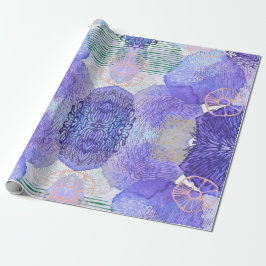 De schaduw van Lavender en Groene Abstracte Bloeme Cadeaupapier