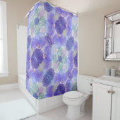 De schaduw van Lavender en Groene Abstracte Bloeme Douchegordijn (In situ)
