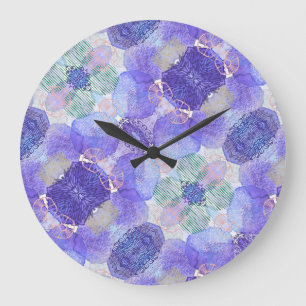 De schaduw van Lavender en Groene Abstracte Bloeme Grote Klok