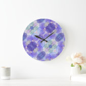 De schaduw van Lavender en Groene Abstracte Bloeme Grote Klok (Huis)